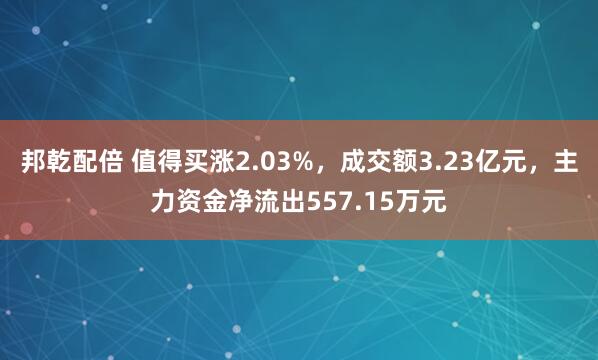 邦乾配倍 值得买涨2.03%，成交额3.23亿元，主力资金净流出557.15万元