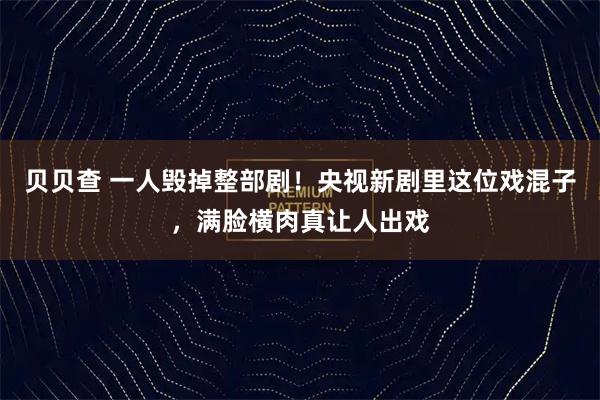 贝贝查 一人毁掉整部剧！央视新剧里这位戏混子，满脸横肉真让人出戏