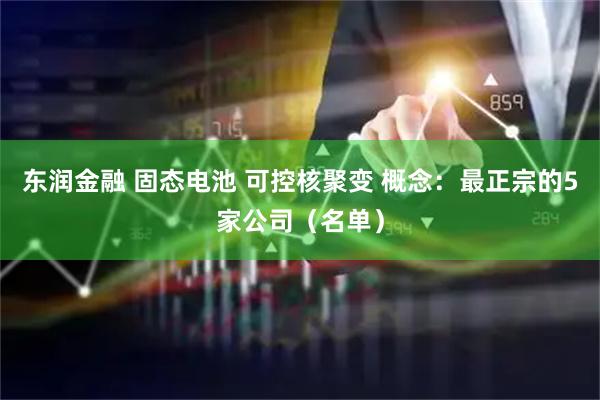 东润金融 固态电池 可控核聚变 概念：最正宗的5家公司（名单）